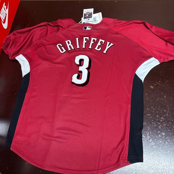 Mitchell & Ness Mens Red Ken Griffey #3 Cincinnati Reds MLB Baseball Jersey Sz L - Picture 2 of 6